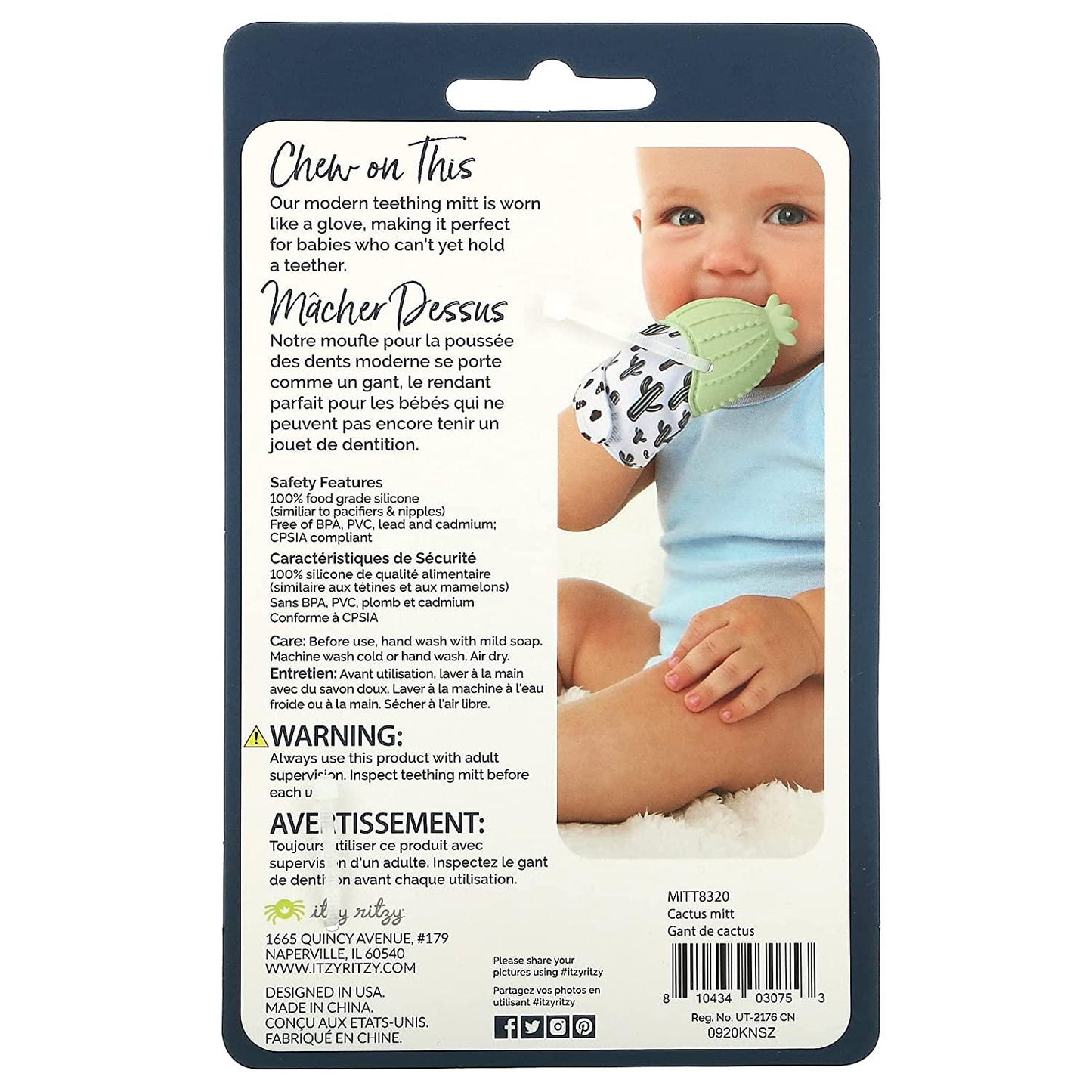 Silicone Teething Mitt - Soothing Infant Teething Mitten with Adjustable Strap, Crinkle Sound