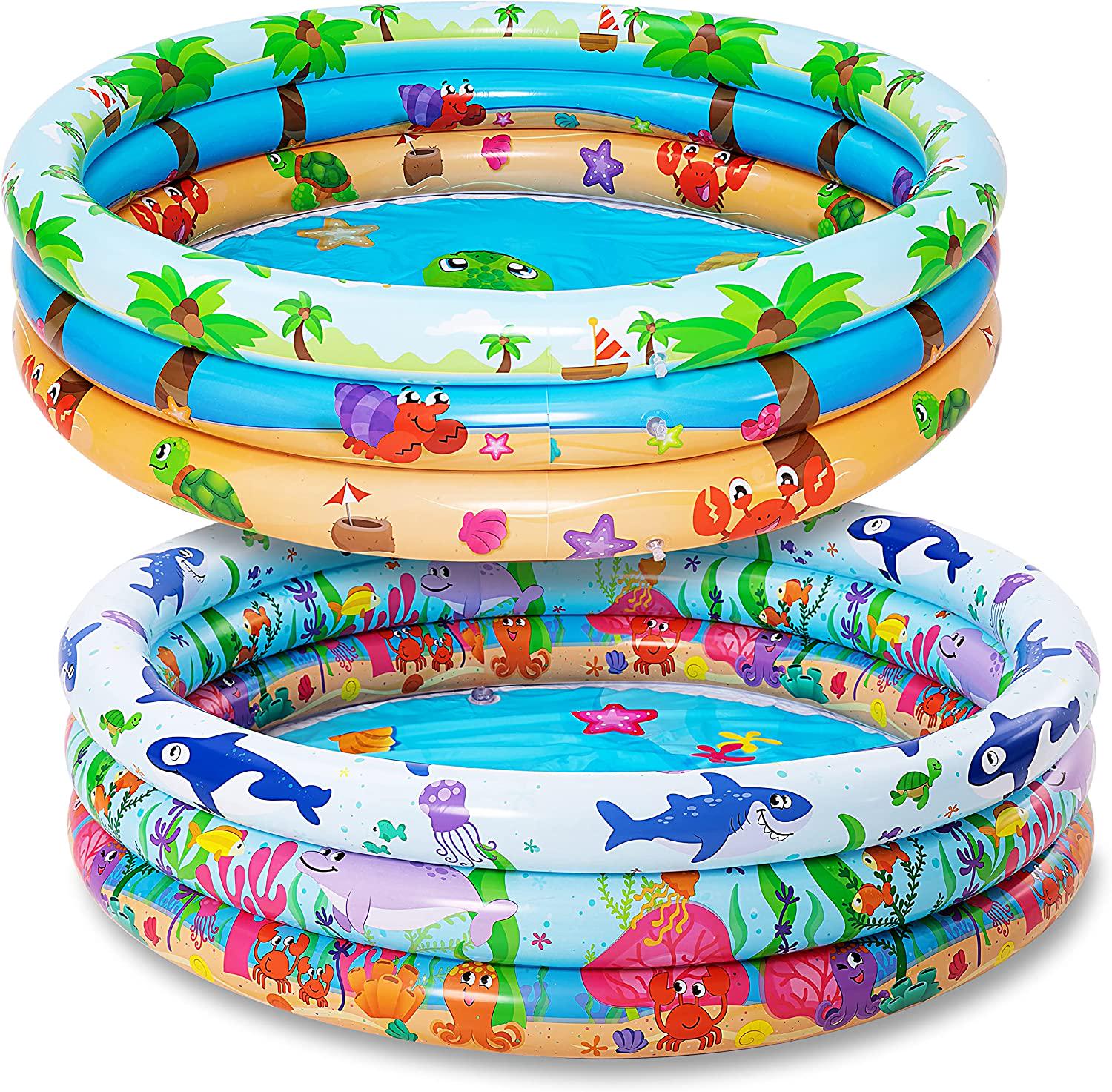 JOYIN 2 Pack 47 Baby Pool, Float Kiddie Pool, Inflatable Baby Swimming Pool with 3 Rings, Summer Fun for Children, Indoor and Outdoor Water Game Play Center for Toddlers-