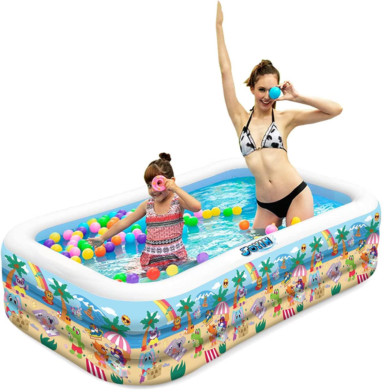 Inflatable Kiddie Swimming Pool Full-Size Swim Center Beach Pattern for Summer 120''*72''*22''