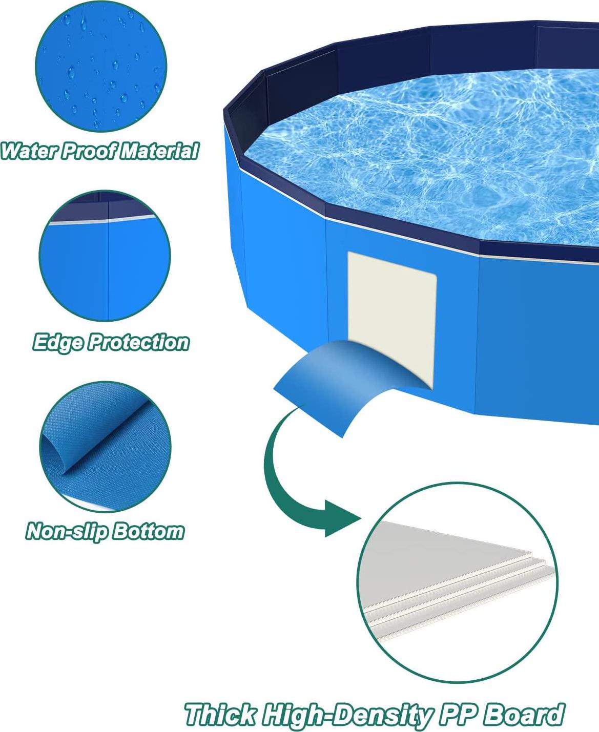 JUOIFIP Dog Pool for Large Dogs 71 X12 Foldable Pet Swimming Pool Plastic Kiddie Pool XXXL Portable Dog Bathtubs-