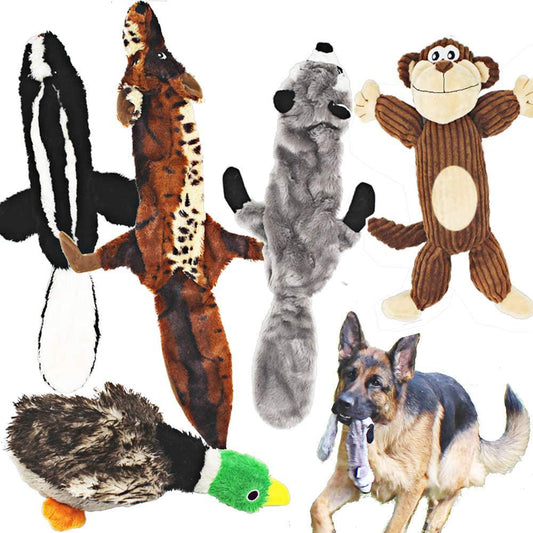 Jalousie 5 Pack Dog Squeaky Toys Three no Stuffing Toy and Two Plush with Stuffing for Small Medium Large Dog Pets (5 Pack)-