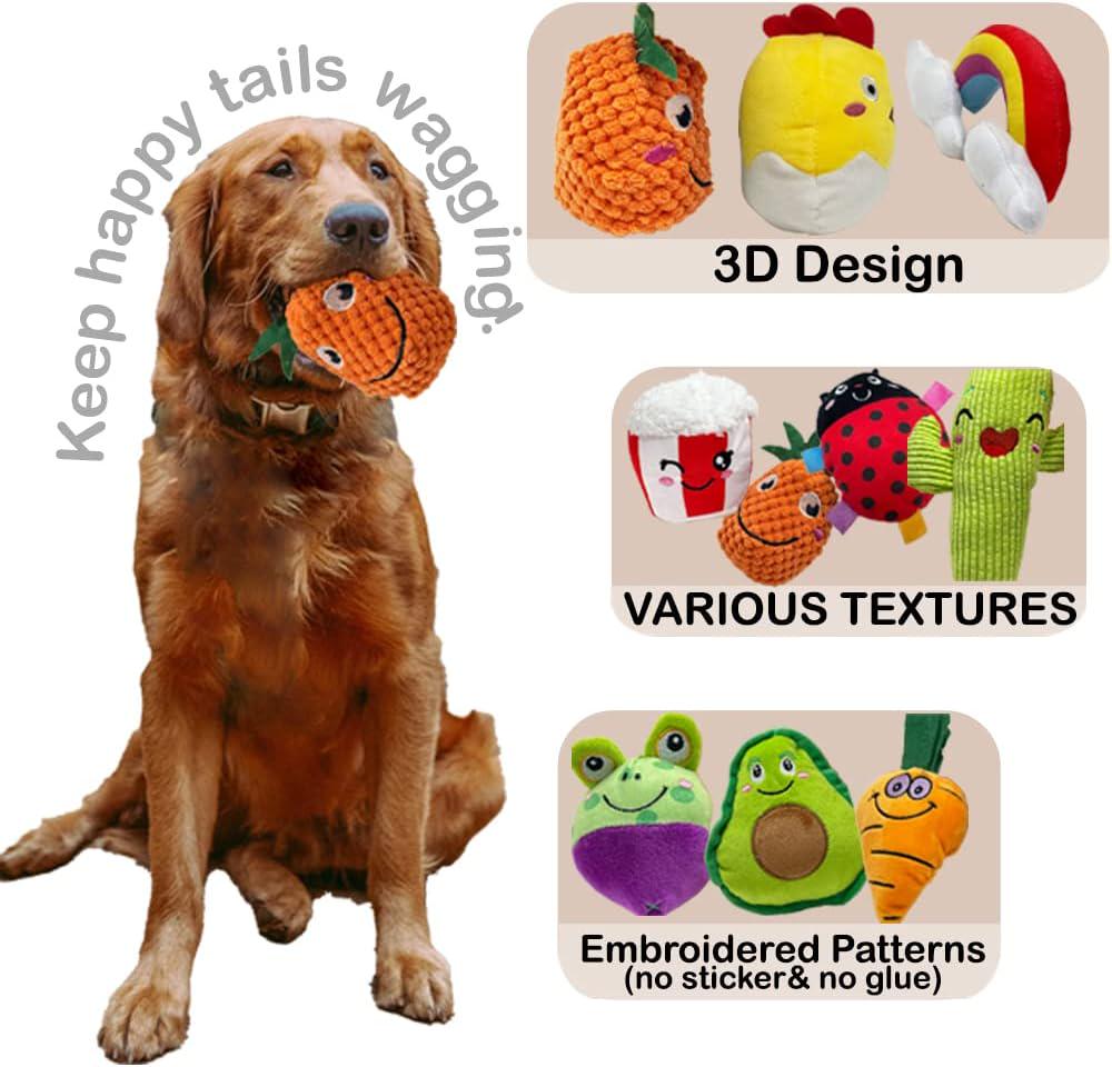 18 Pack Dog Squeaky Toys Cute Stuffed Pet Plush Puppy Chew for Small Medium Pets - Bulk