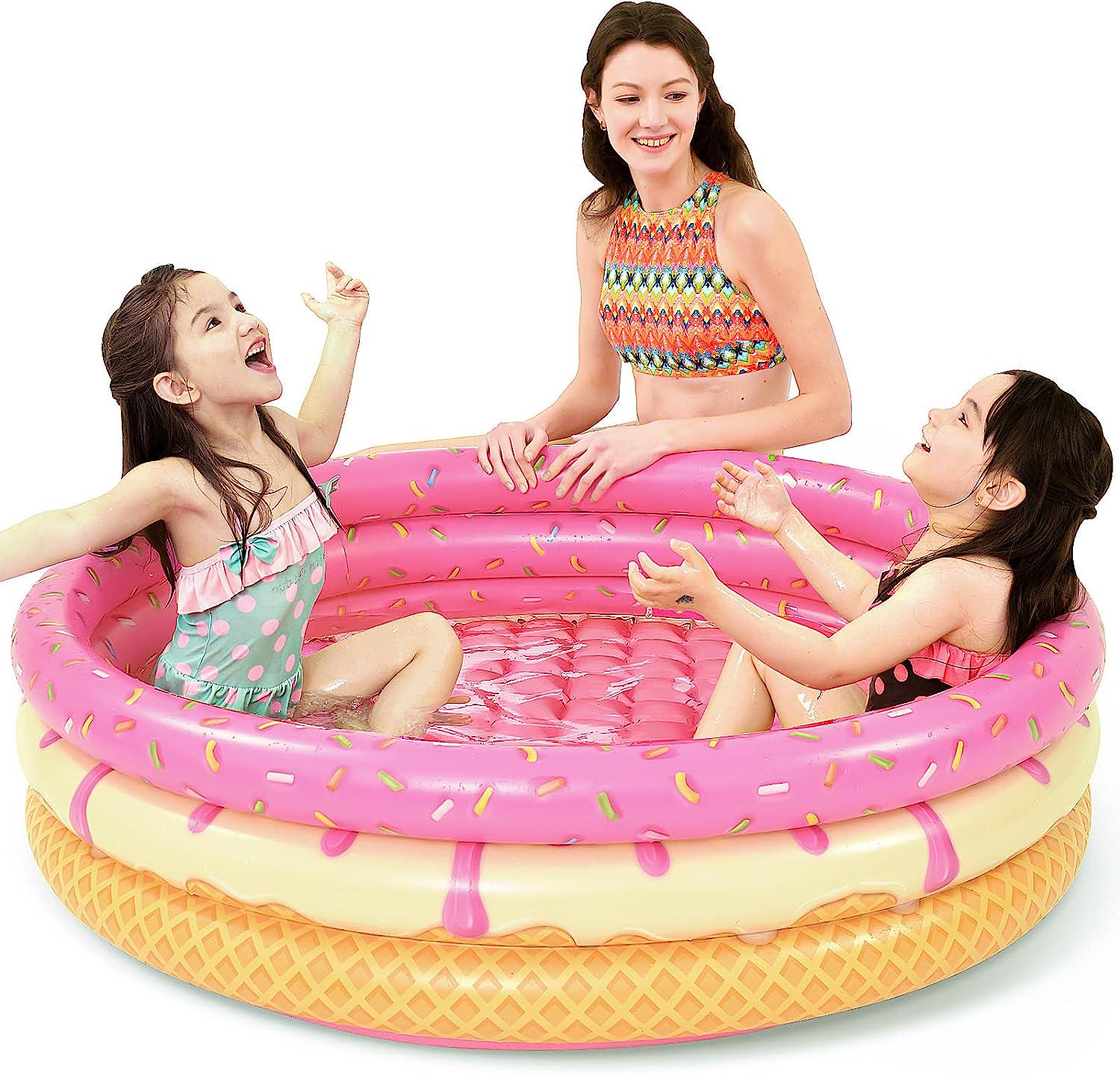 Jasonwell Inflatable Baby Kiddie Pool - Kids Paddling Pool Toddler Baby Swimming Pool Blow Up Ball Pit Pool Blow Up Infant Wading Pool for Backyard (48in Donuts)-