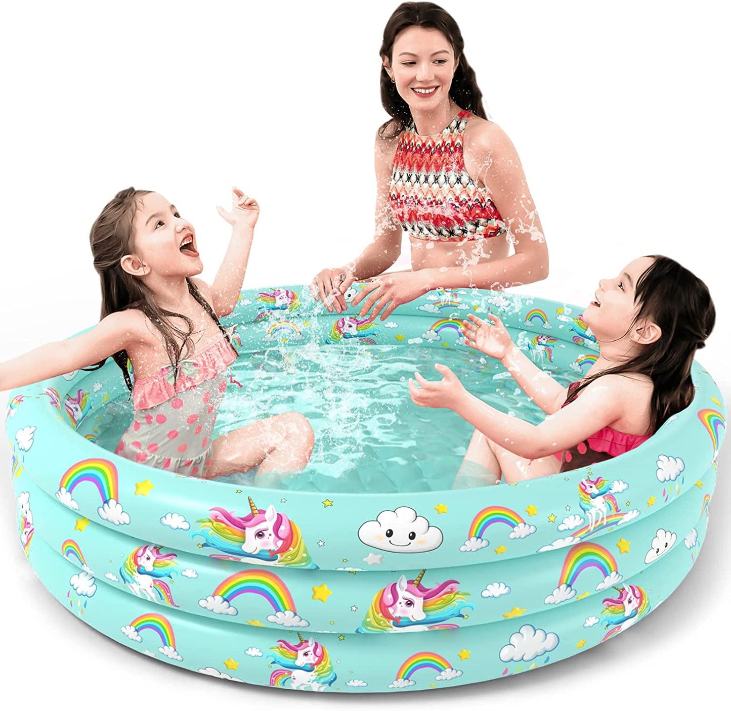 Jasonwell Inflatable Baby Kiddie Pool - Kids Paddling Pool Toddler Baby Swimming Pool Blow Up Ball Pit Pool Blow Up Infant Wading Pool for Backyard (51in Unicorn)-