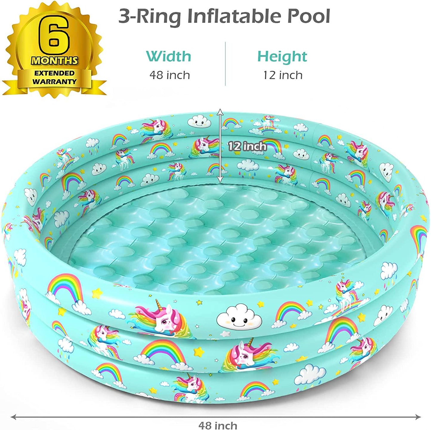 Jasonwell Inflatable Baby Kiddie Pool - Kids Paddling Pool Toddler Baby Swimming Pool Blow Up Ball Pit Pool Blow Up Infant Wading Pool for Backyard (51in Unicorn)