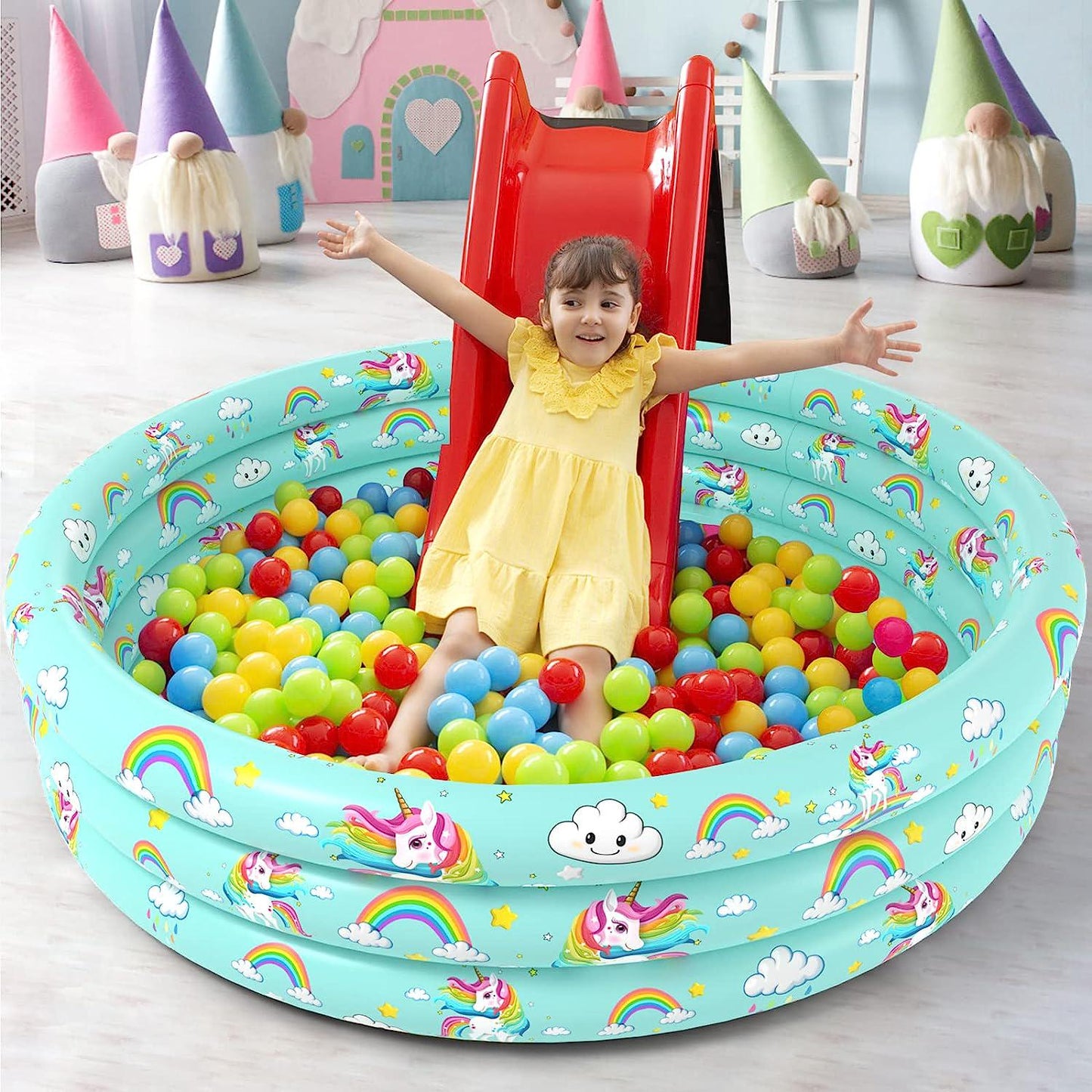 Jasonwell Inflatable Baby Kiddie Pool - Kids Paddling Pool Toddler Baby Swimming Pool Blow Up Ball Pit Pool Blow Up Infant Wading Pool for Backyard (51in Unicorn)