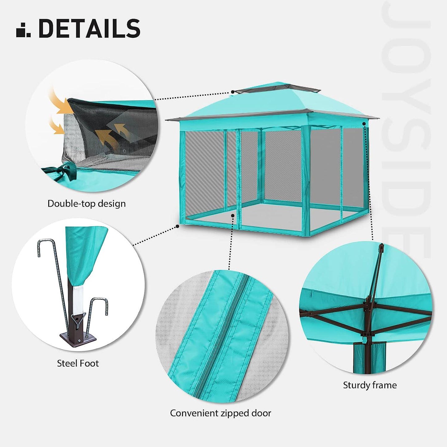 11'x11' Pop Up Gazebo for Patios Gazebo Canopy Tent with Sidewalls Outdoor Gazebo with Mosquito Netting Pop Up Canopy Shelter Wedding Tent with Aqua Shade