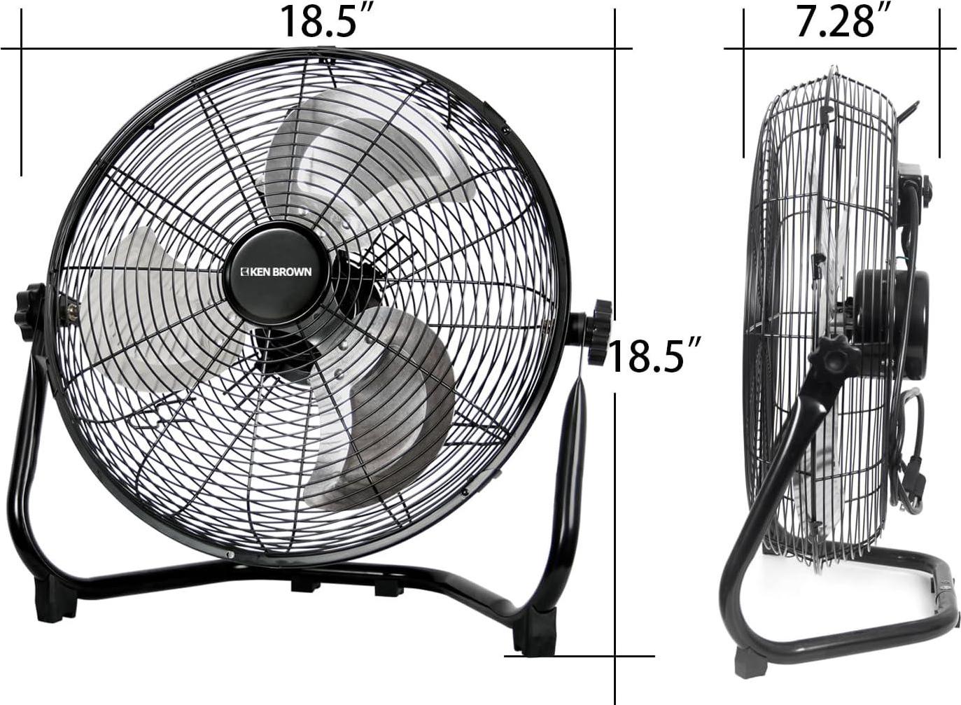 14 Inch High Velocity Floor Fan 3-Speed 360° Adjustable Tilting Powerful Airflow for Home,Residential Use, Black