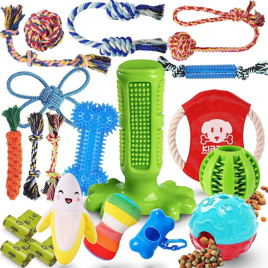 KIPRITII Dog Chew Toys for Puppy - 20 Pack Puppies Teething Chew Toys for Boredom-