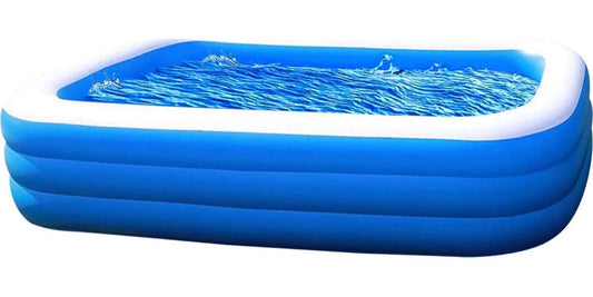 Kiddie Inflatable Swimming Pool, Built-in Drain Plugs - Extra Large Inflatable Professional Above Ground Swim Center, Perfect for Summer Outdoor Back (120 Long x 72 Wide x 22 Inches)-