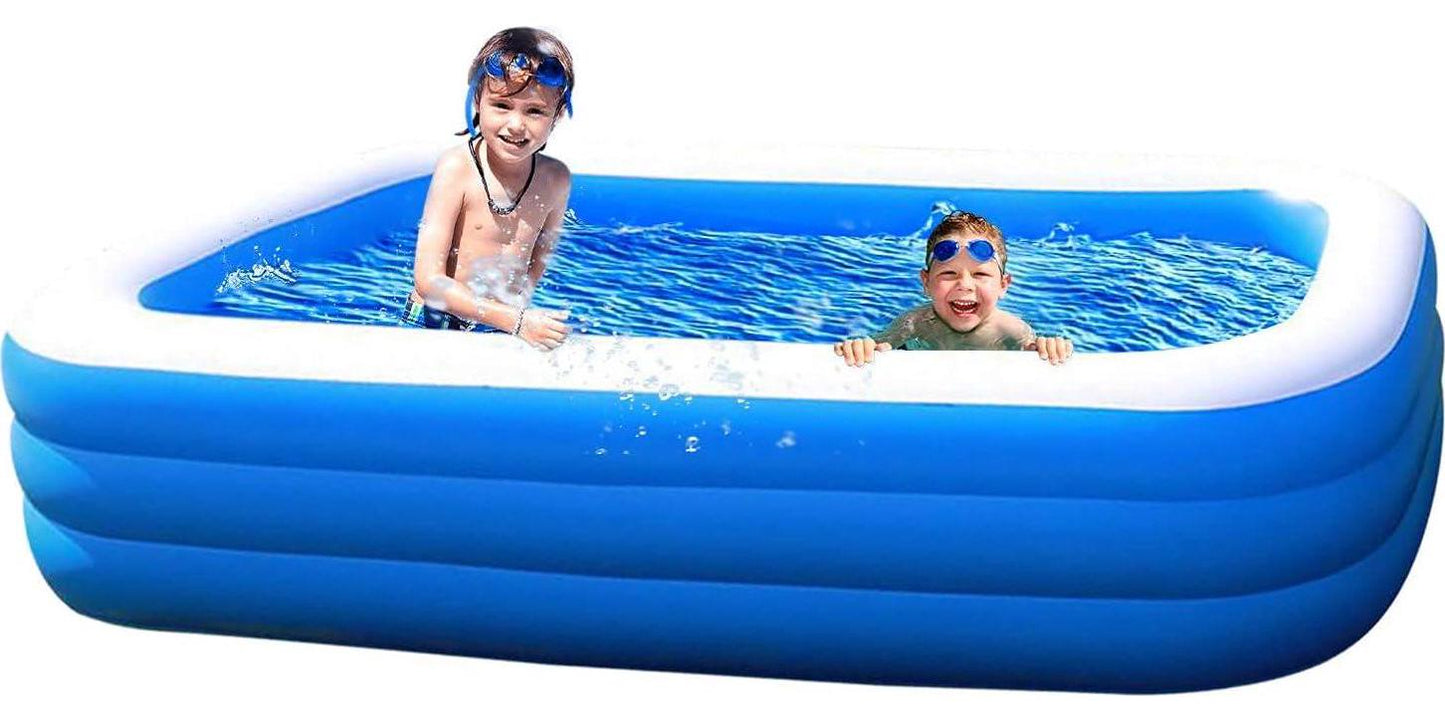 Kiddie Inflatable Swimming Pool, Built-in Drain Plugs - Extra Large Inflatable Professional Above Ground Swim Center, Perfect for Summer Outdoor Back (120 Long x 72 Wide x 22 Inches)