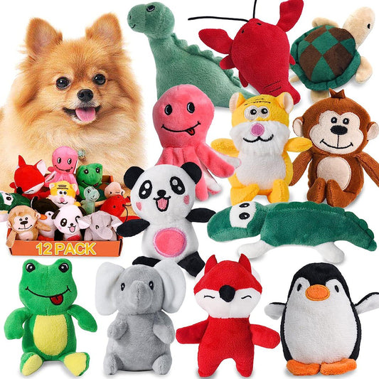 LEGEND SANDY Squeaky Dog Toys for Puppy Small Medium Dogs, Stuffed Samll Dog Toys Bulk with 12 Plush Pet Dog Toy Set-