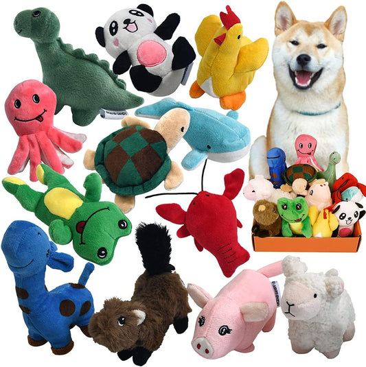 LEGEND SANDY Squeaky Plush Dog Toy Pack for Puppy, Small Stuffed Puppy Chew Toys 12 Dog Toys Bulk for Small Medium Size Dogs-