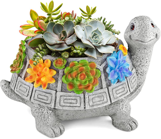 LESES Plant Pots, Cute Turtle Succulent Pot Planters for Indoor Plants with Drainage Hole, Flower Garden Pots for Plants, Succulent, Cactus Home Office Desk Garden Decor Plant Lovers Gifts for Woman-