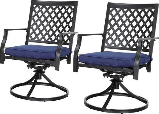 LOKATSE HOME Patio Swivel Rocker Chairs Furniture Metal Outdoor Dining Chairs with Cushion Set of 2-