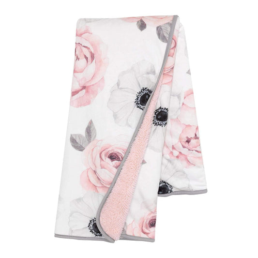 Lambs and Ivy Floral Garden Watercolor Floral Pink Ultra Soft Baby Blanket-