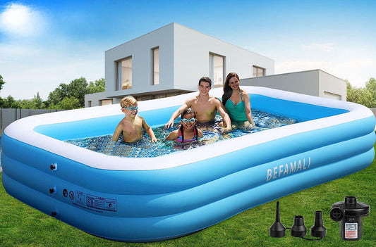 Large Inflatable Pool with Pump - 130'' x 72'' x 22''Family Swimming Pool for Adults-