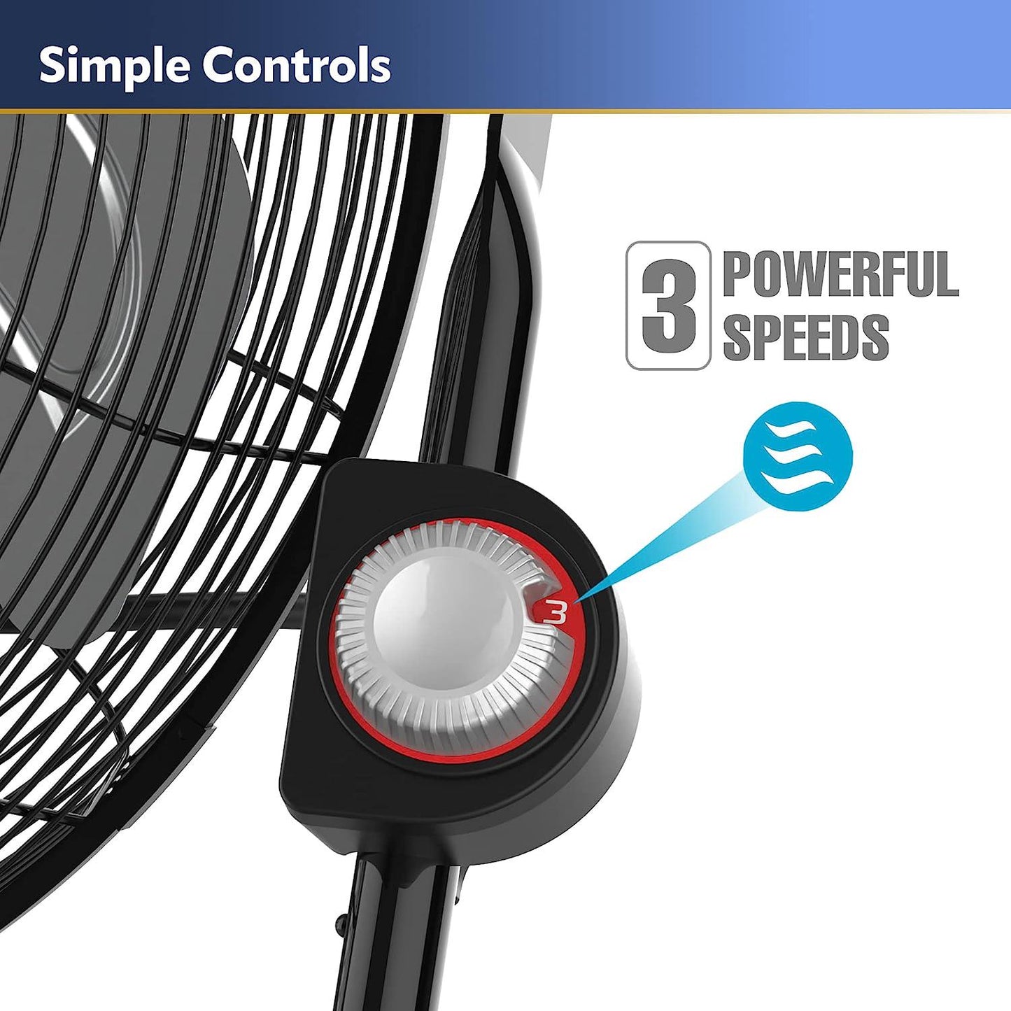 High Velocity Floor Fan with Wall mount Option, 3 Powerful Speeds, Pivoting Fan Head for Home, Garage, Attic, 20 , Black, 2264QM