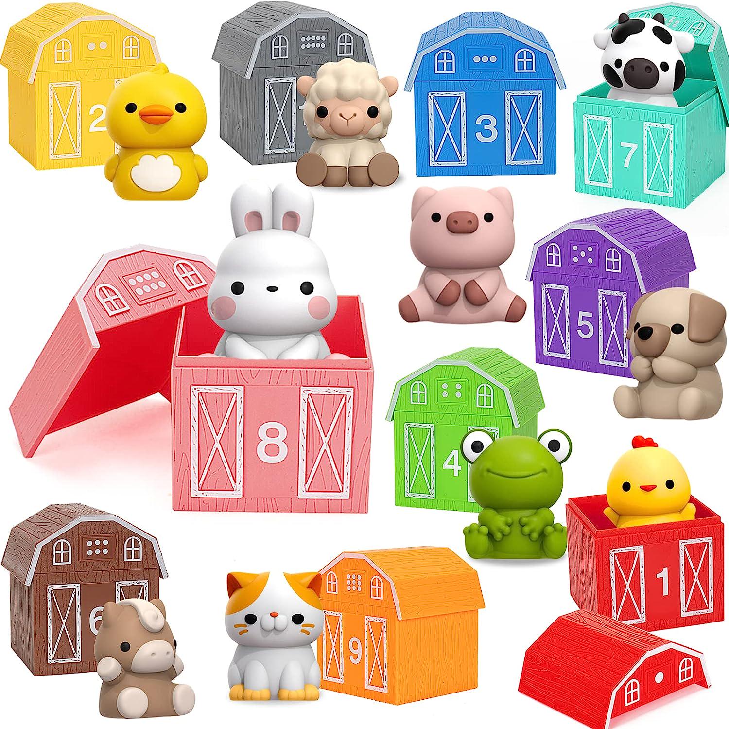 Learning Toys for 1,2,3 Year Old Toddlers, 20Pcs Farm Animals Toys Montessori Counting-