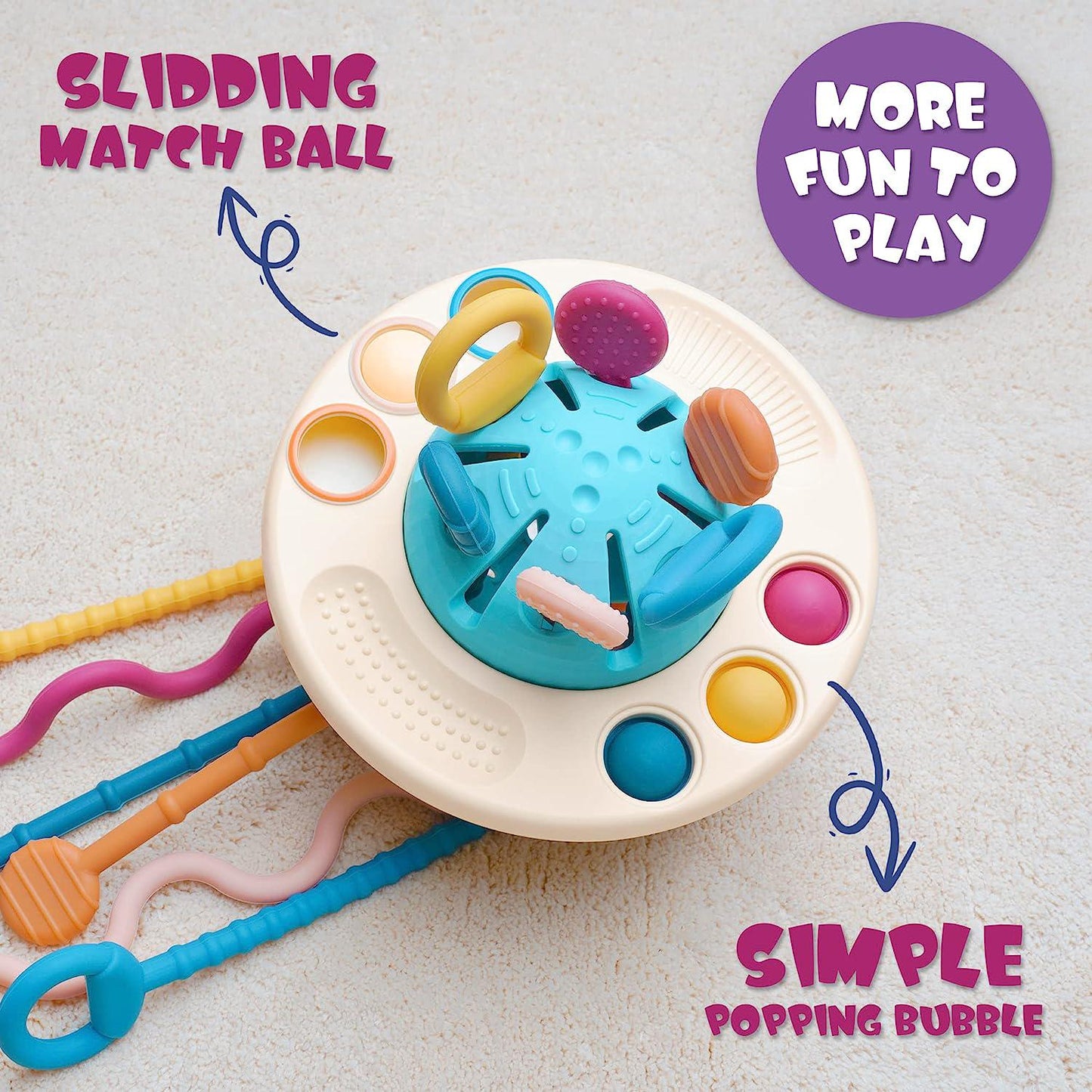 Food-Grade Sensory String Baby Silicone Teething Toy Montessori Fidget Rattles Busy Sphere for Stroller Crib Car Seat Travel Road Trip