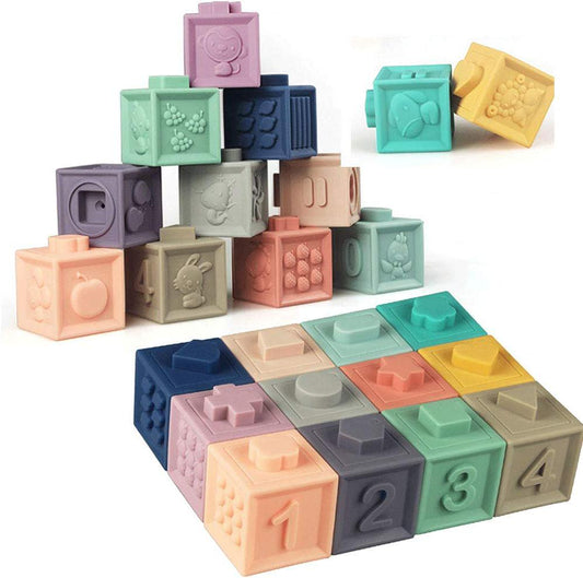 Litand Soft Stacking Blocks for Baby Montessori Sensory Infant Bath Toys for Toddlee Toddlers Babies 6 9 Month 1 2 Year Old-