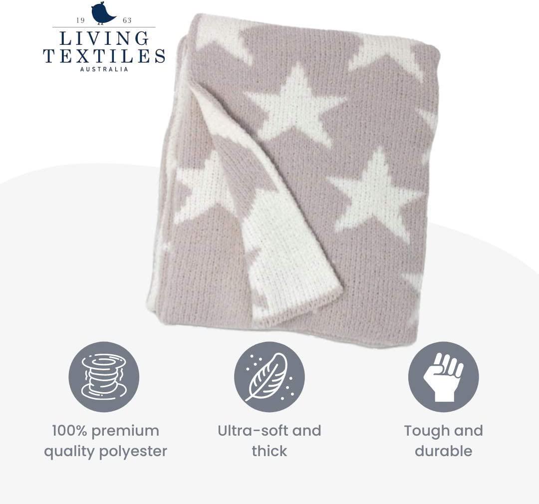 Living Textiles Grey Stars Chenille Soft Baby Blanket Reversible Premium Cozy Fabric for Best Comfort - for Infant,Toddler,Newborn,Nursery,Boy,Girl,Unisex,Throw,Crib,Stroller,Gift, Grey Stars 40x30