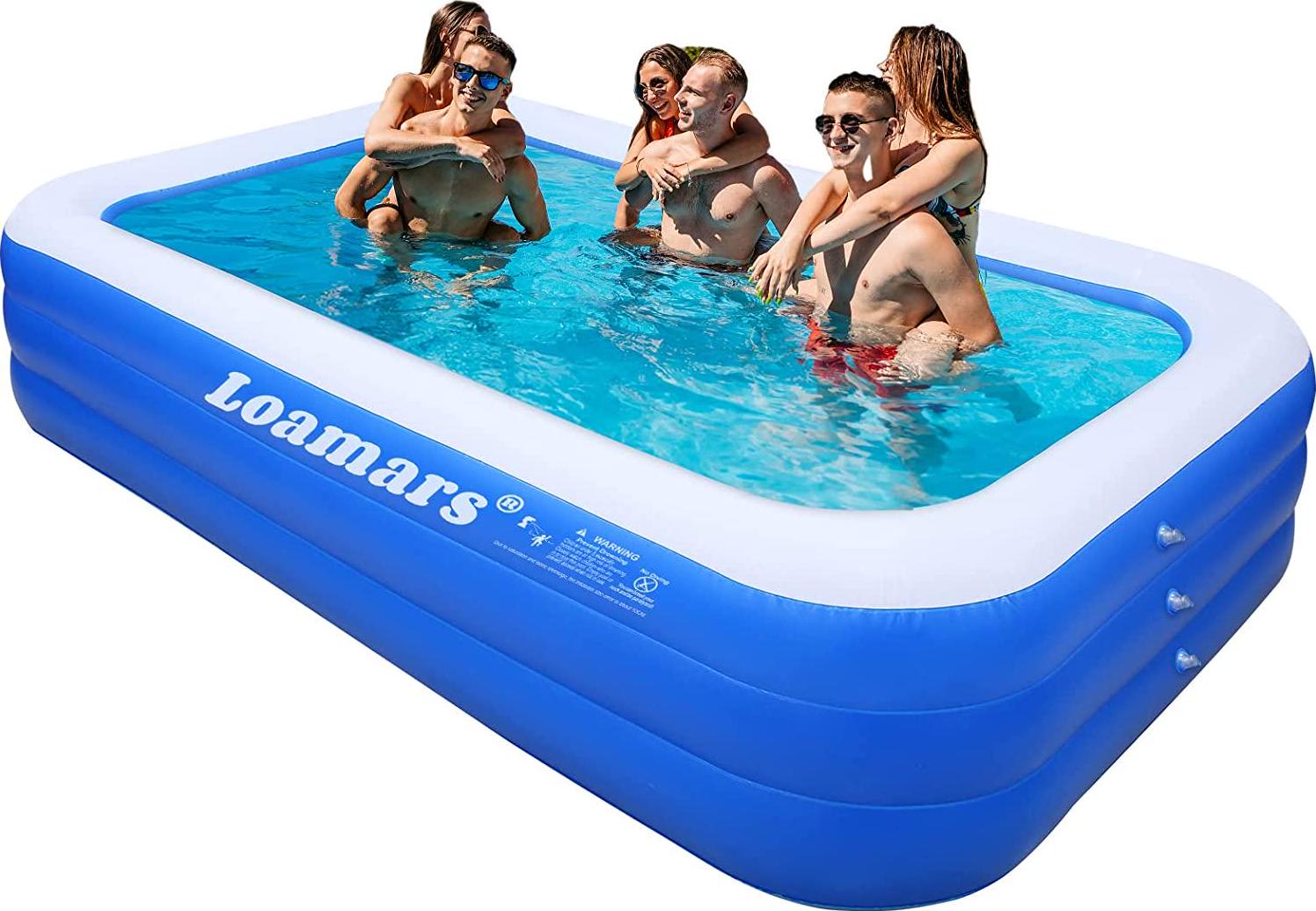 Loamars Inflatable Pool for Adults, 120 * 72 * 22 Inch Inflatable Swimming Pool for Kids, Full-Sized Thickened Family Blow Up Pool, Extra Large Kids Pools for Backyard, Garden, and Summer Water Party-