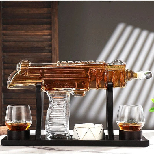 Luxury Mini Uzi Submachine Gun Whisky Decanter Set-