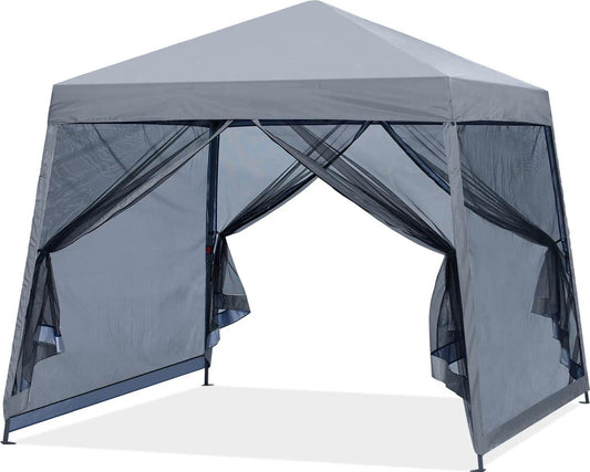 MASTERCANOPY Pop Up Gazebo Canopy with Mosquito Netting (10x10, Light Gray)-