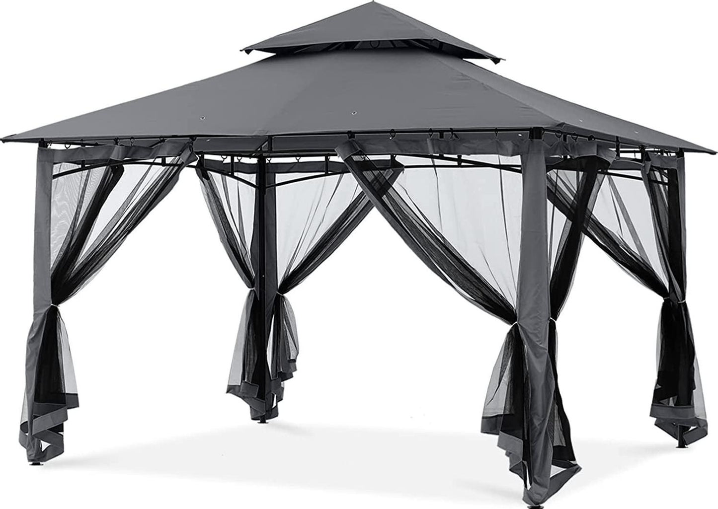 MASTERCANOPY Outdoor Garden Gazebo for Patios with Stable Steel Frame and Netting Walls (10x10,Dark Gray)