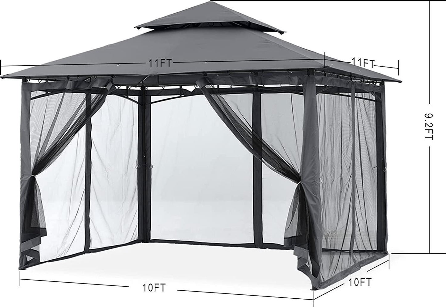 MASTERCANOPY Outdoor Garden Gazebo for Patios with Stable Steel Frame and Netting Walls (10x10,Dark Gray)