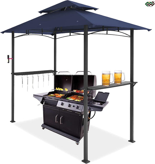 MEWAY 8x5 Outdoor Grill Gazebo Canopy, BBQ Canopy Gazebo Tent for Patio,Barbecue,Navy-