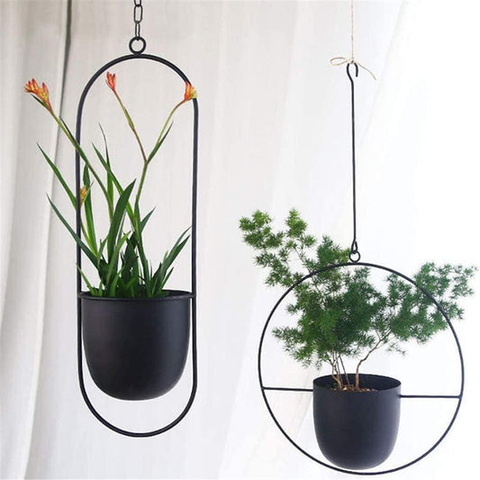 MHYFC 2pcs Metal Hanging Flower Pot Nordic Chain Plant Hanging Planter Basket for Home Garden Balcony Decoration-