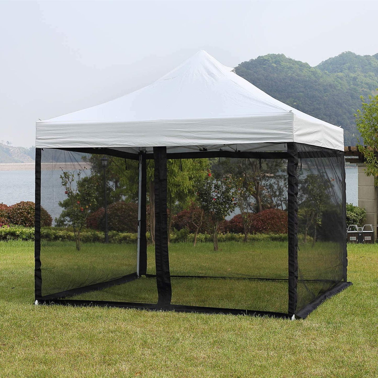 Mosquito Net for Outdoor Patio, Screen House for Camping and Deck, Gazebo Screenroom, 10x10'Patio Zippered Mesh Sidewalls Screen Walls for Outdoor Camping and Garden (Black)