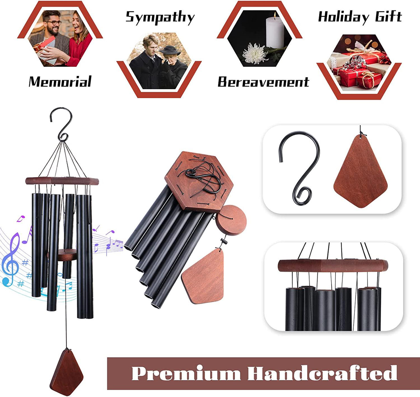 MUMTOP Wind Chimes Outdoor Large Deep Tone, Musical Tuned Wind Chimes, Metal Outdoor Decorative Wind Chimes Memorial and Sympathy