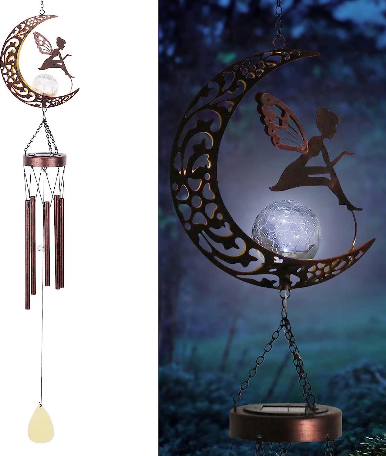 MUMTOP Wind Chimes-Solar Wind Chimes - 30 Inch Wind Chimes for Outside, Metal Wind Chime with Moon and Fairy Spirits for Garden Yard Patio Decor