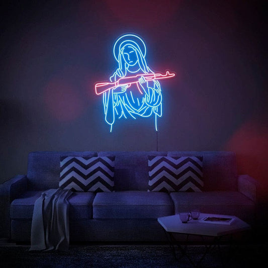 Mary Magdalene AK47 Neon Sign-
