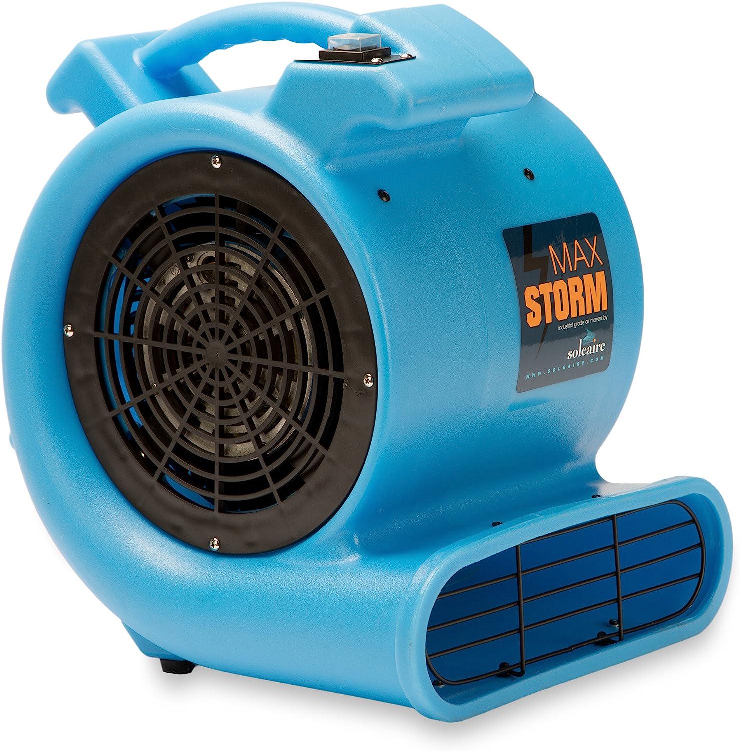 Max Storm 1/2 HP Durable Lightweight Air Mover Carpet Dryer Blower Floor Fan for Pro Janitorial Cleaner, Blue, 1 Pack-