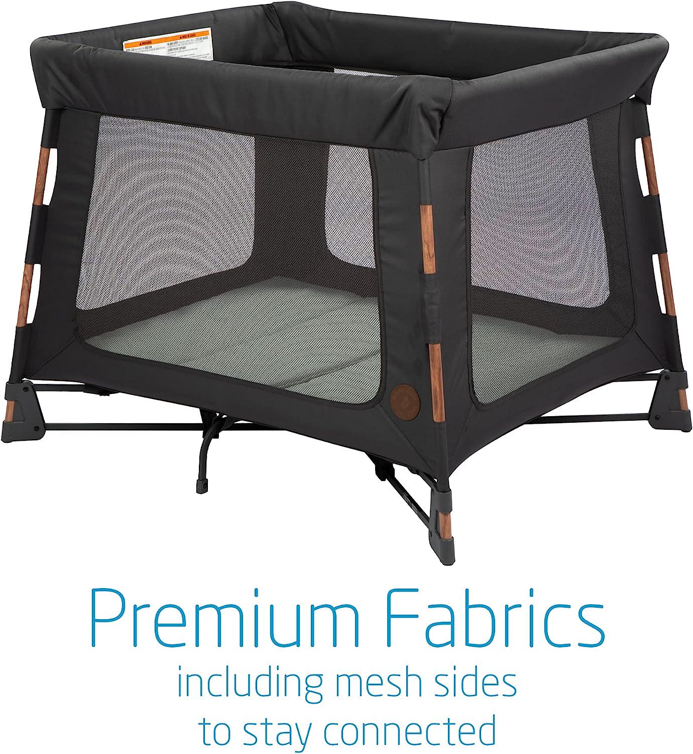 -Swift Lightweight Portable Playard, 1-Step Fold PlaypenWith Travel Bag, 2-Stage Mattress for Newborn to Toddlers, Essential Graphite
