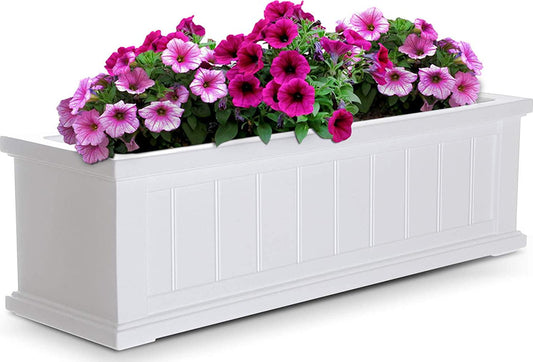 Mayne Cape Cod 3ft Window Box - White - 36in L x 11in W x 10.8in H - with 6.5 Gallon Built-in Water Reservoir (4840-W)-