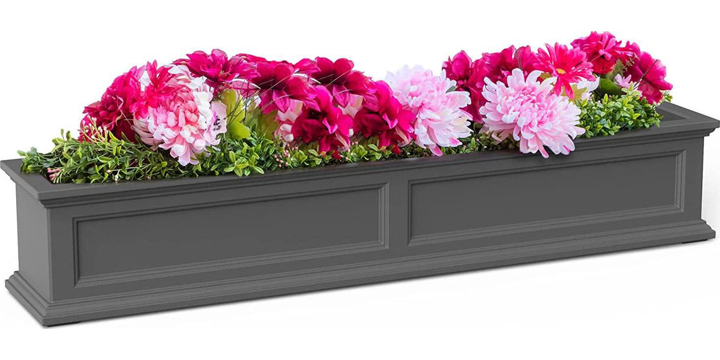 Mayne Fairfield 5ft Window Box - Graphite Grey - 60in x 11in x 11in - with 4.7 Gallons Built-in Water Reservoir (5824-GRG)-