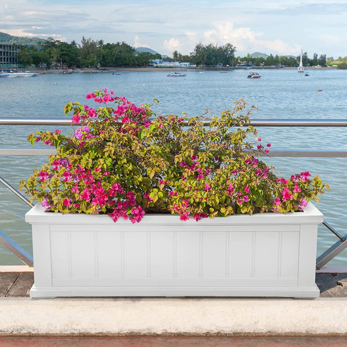 Mayne Cape Cod 3ft Window Box - White - 36in L x 11in W x 10.8in H - with 6.5 Gallon Built-in Water Reservoir (4840-W)