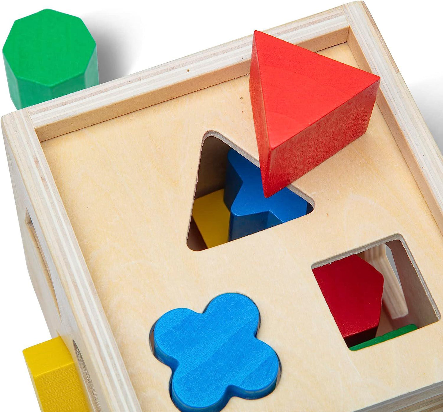 Shape Sorting Cube - Classic Wooden Toy With 12 Shapes - Kids Shape Sorter Toys For Toddlers Ages 2+