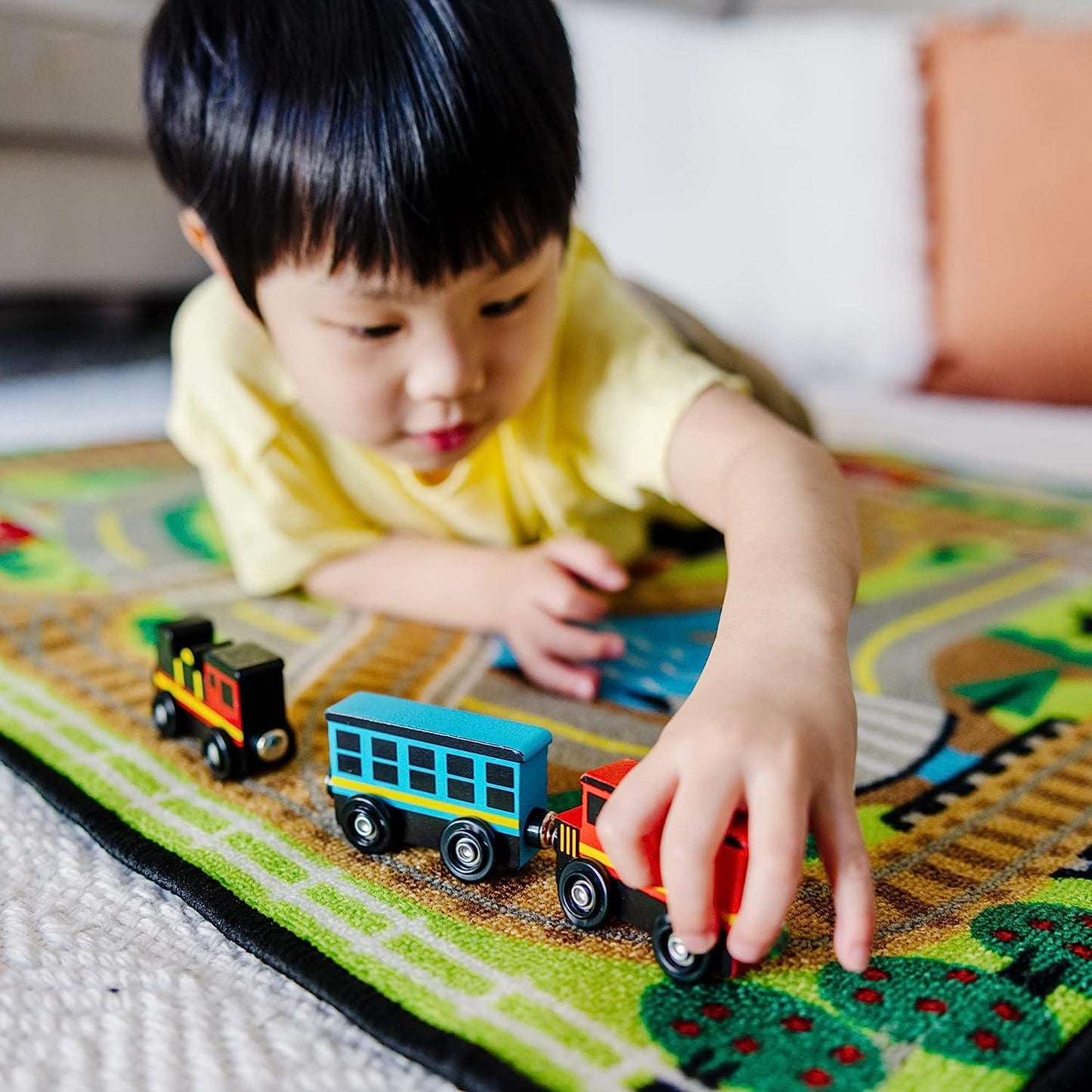 Wooden Train Cars (8 pcs) - Magnetic Train, Wooden Train Toys, Train Sets For Toddlers And Kids Ages 3+