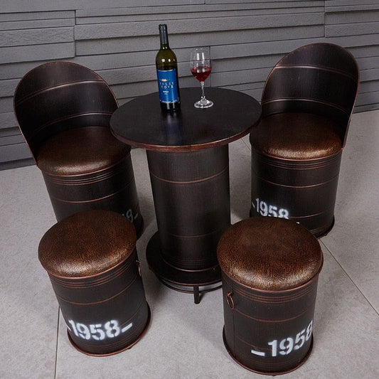 Metal Barrel Luxury Table Chair Set-