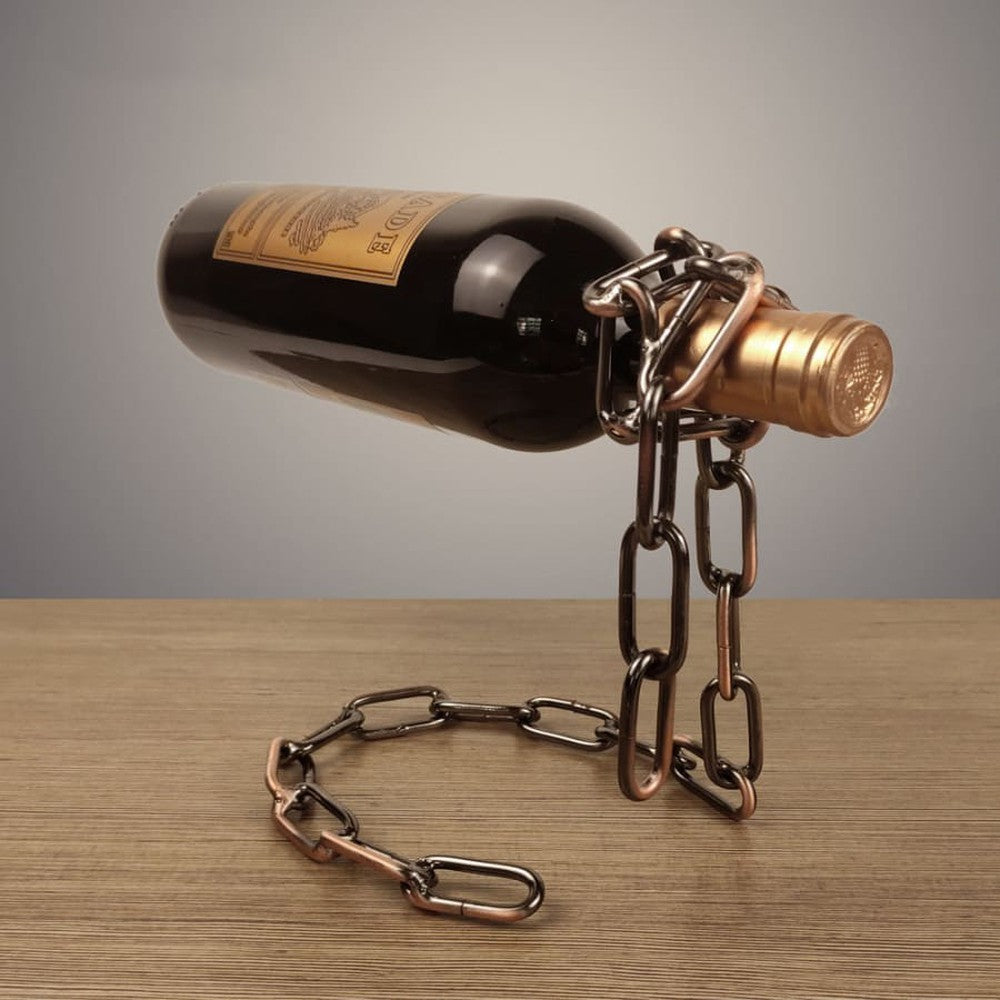 Metal Chain Hanging Wine Bottle Holder-