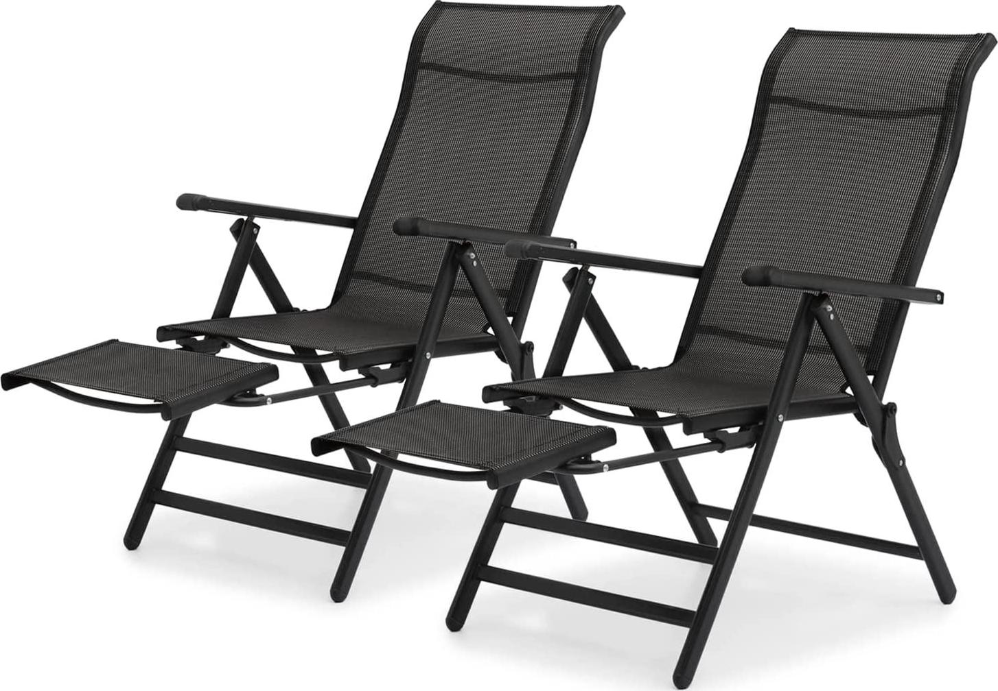 MoNiBloom 3 in 1 Outdoor Lounge Chairs Set of 2 Folding Recliner Patio Lounge Chair with Retractable Footrest, Furniture Outdoor Large Angle Adjustment Chair for Deck Patio Beach Yard, 330lbs-