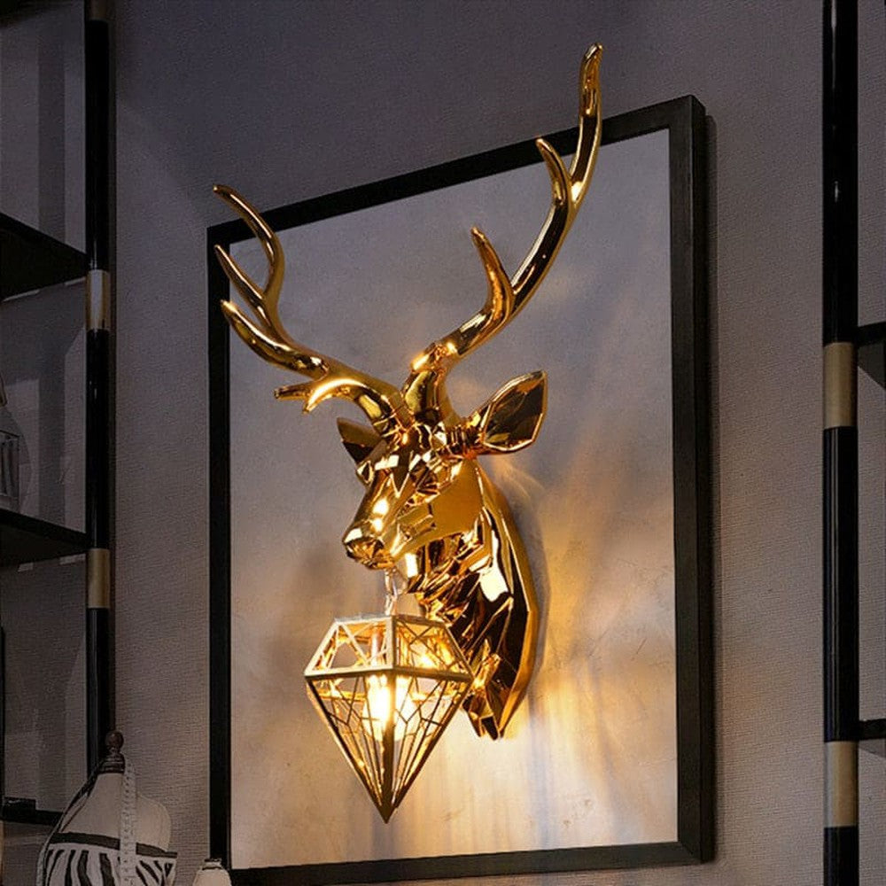 Modern Deer Head Resin Wall Lamp-