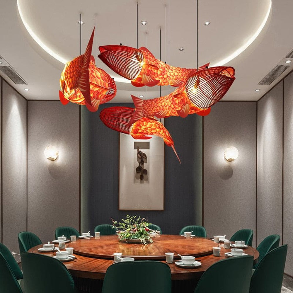 Modern Wooden Big Fish Pendant Light Fixture-