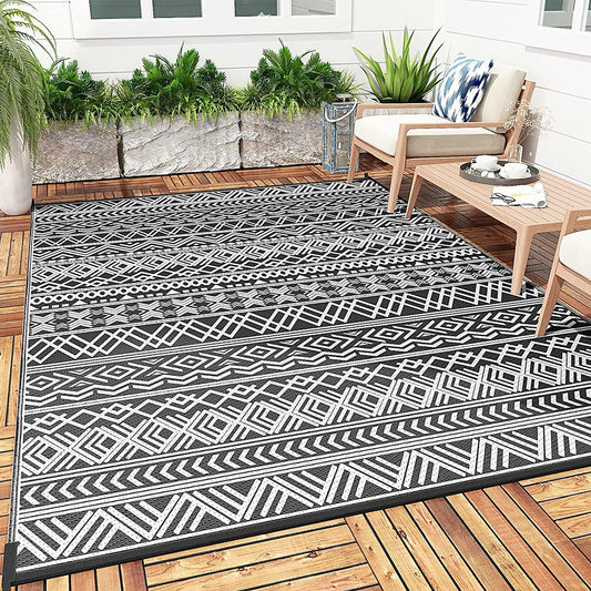 MontVoo-Outdoor Rug Carpet for Patio RV Camping 6x9 ft Waterproof Reversible Portable Plastic Straw Rug Outside Indoor Outdoor Area Rug Mat for Patio Clearance-Outdoor Decor Boho Balcony Picnic Rug-